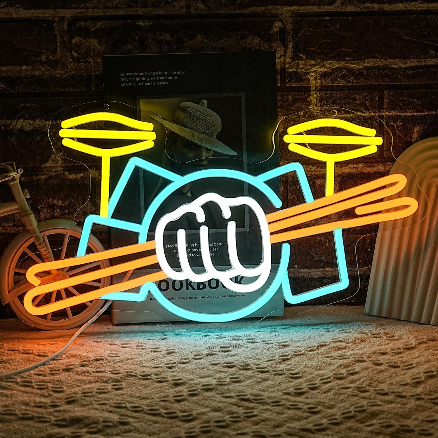 Drum Set Neon Sign USB Powered - Musical Instruments recension och pris