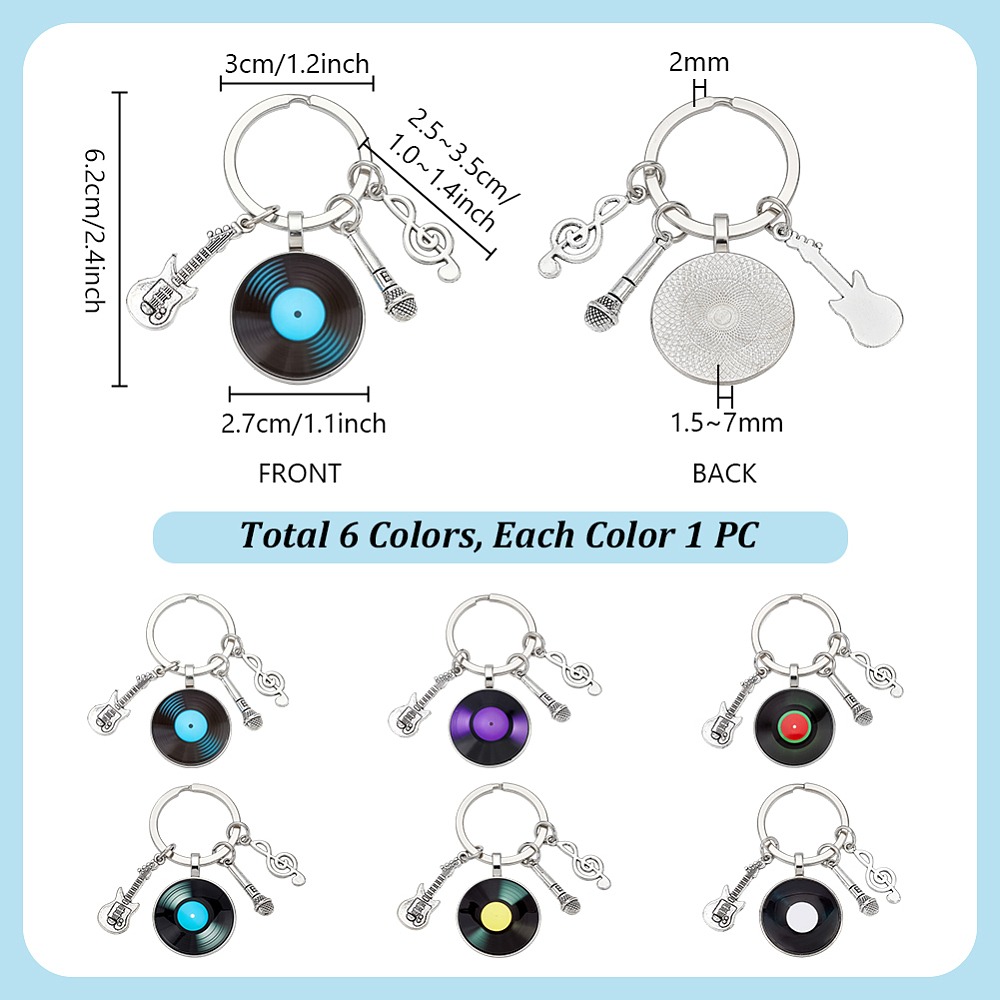 6Pcs 6 Colors Glass Pendant Ke - Musical Instrument Glass recension och pris