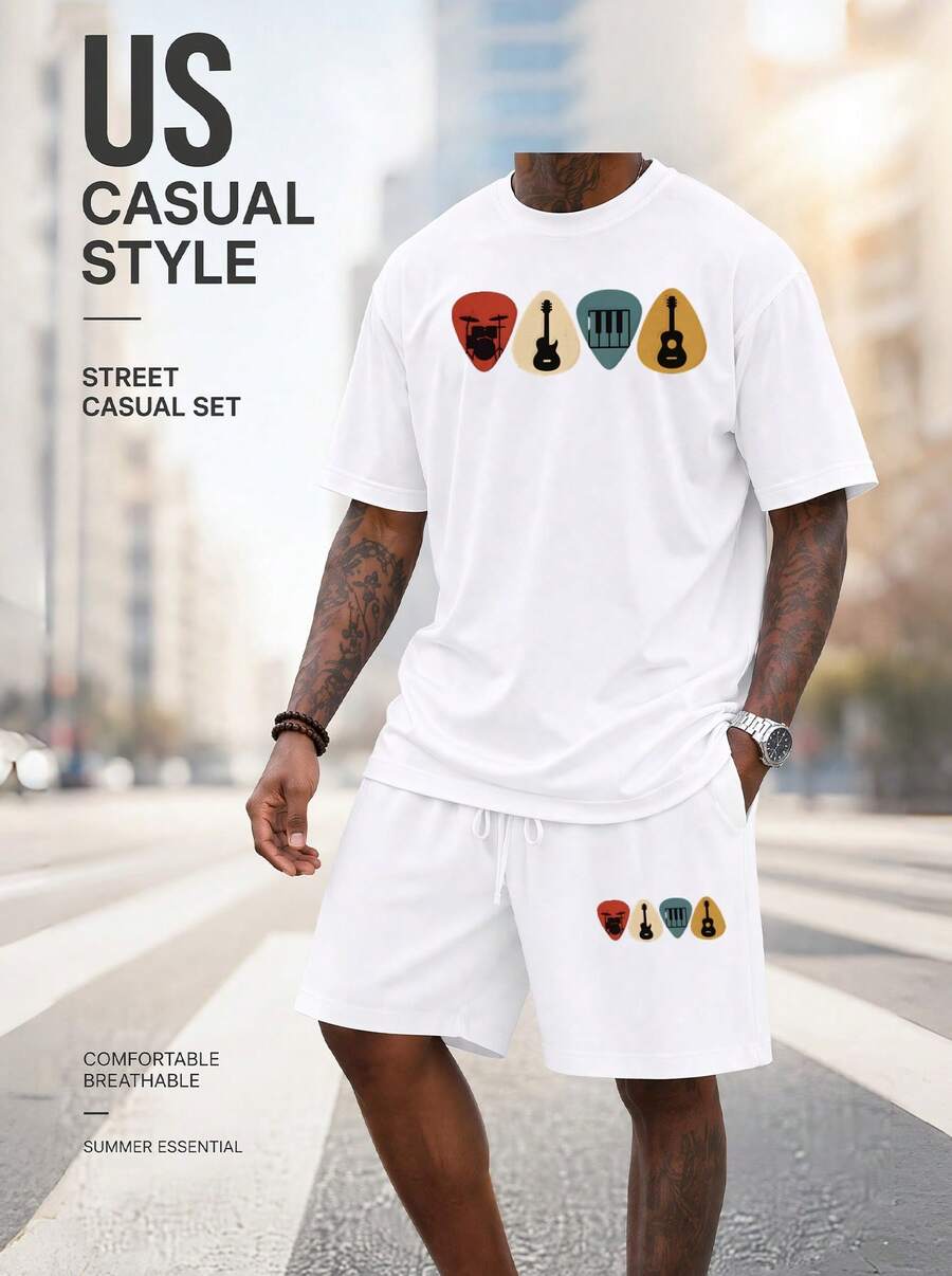 Men S 2 Piece Oversized T-Shir - Musical Instruments recension och pris